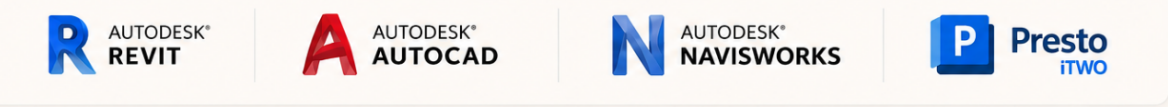 Autodesk Revit, AutoCAD, Navisworks y Presto iTWO